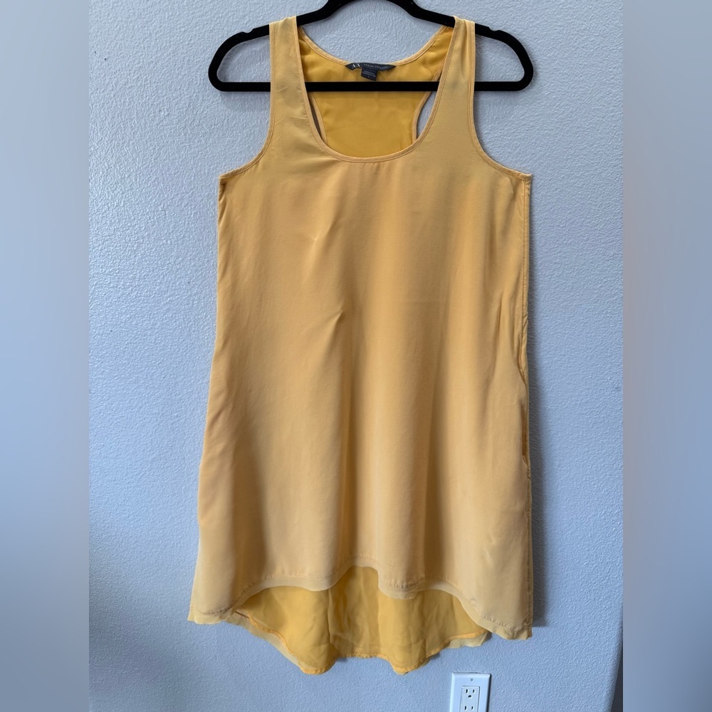 100% Silk High-Low Racerback Dress Yellow Size 6 Spring 2014 Flowing Layered - Picture 2 of 11